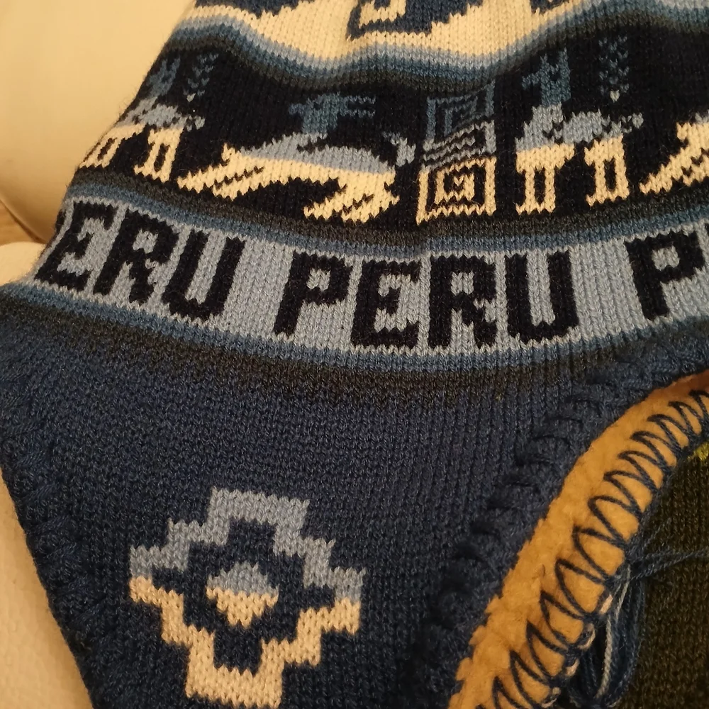 Unisex Womens Mens Winter Beanie Hat Logo PERU Blue New Lining - Picture 10 of 11